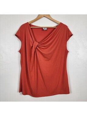 Worthington coral draped knot front top